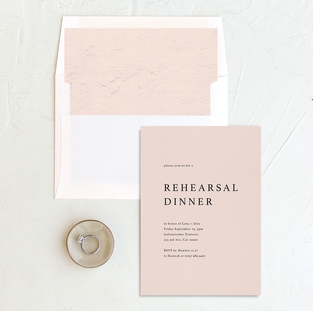 Modern Chic Rehearsal Dinner Invitations envelope-and-liner in pink