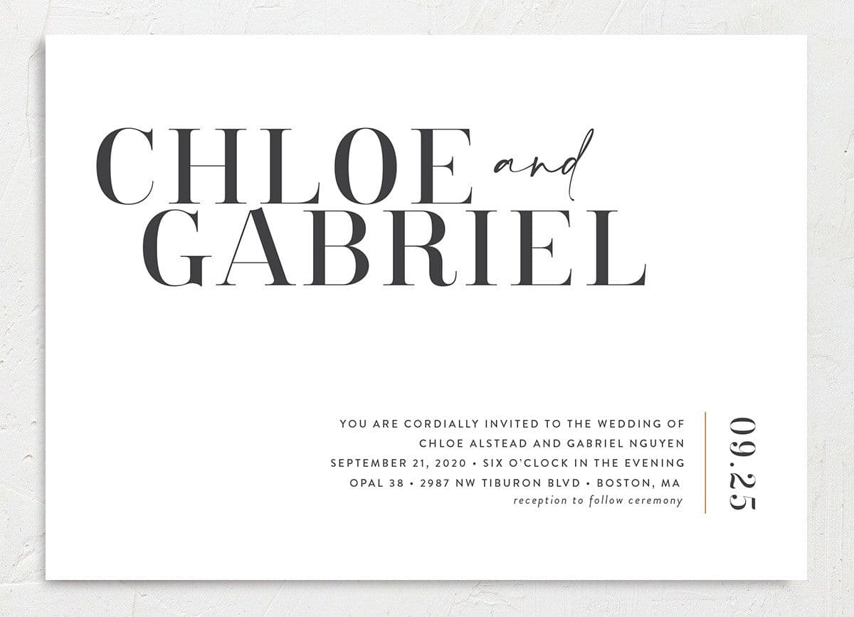 Contemporary Chic Wedding Invitations front in white
