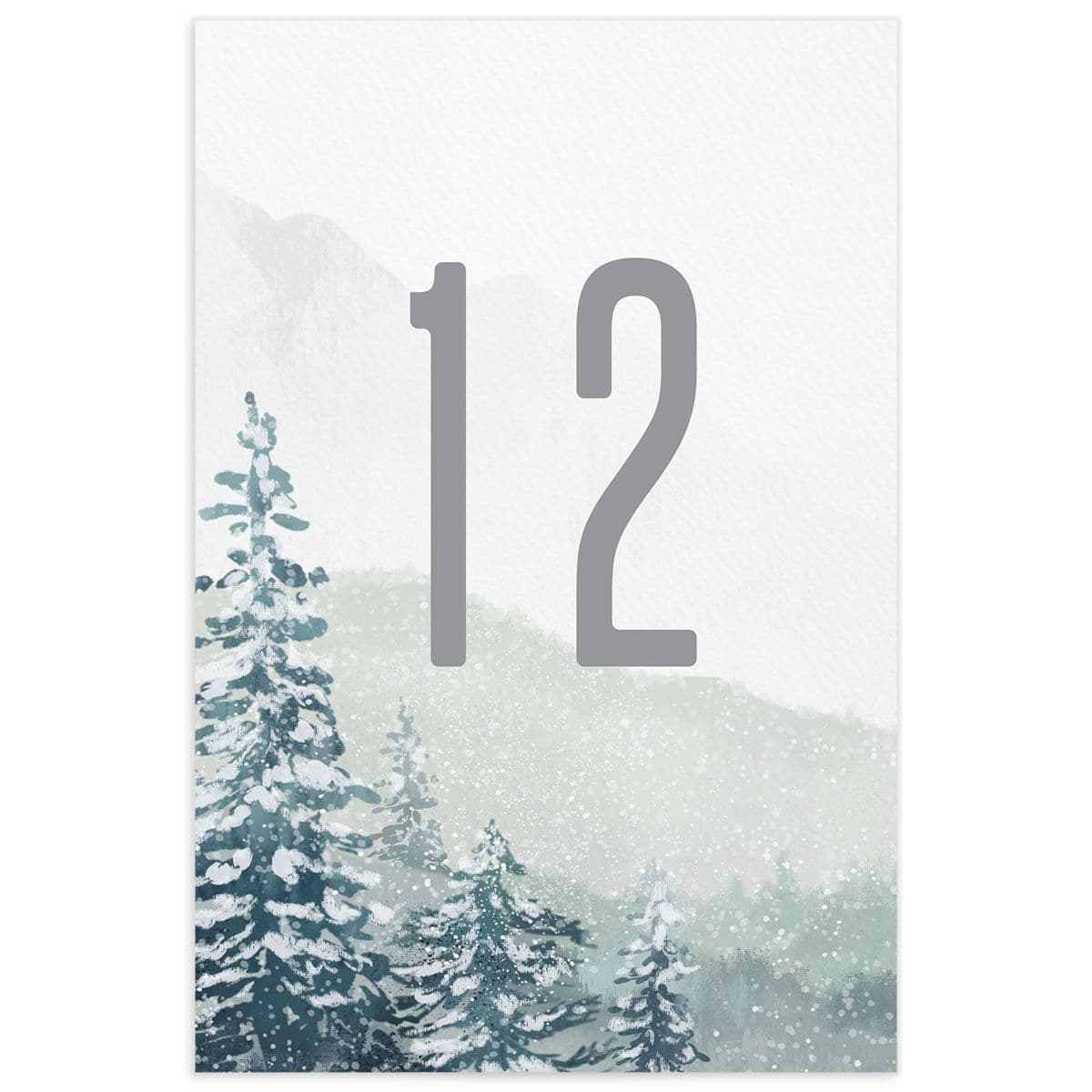 Mountain Canvas Table Numbers front in teal