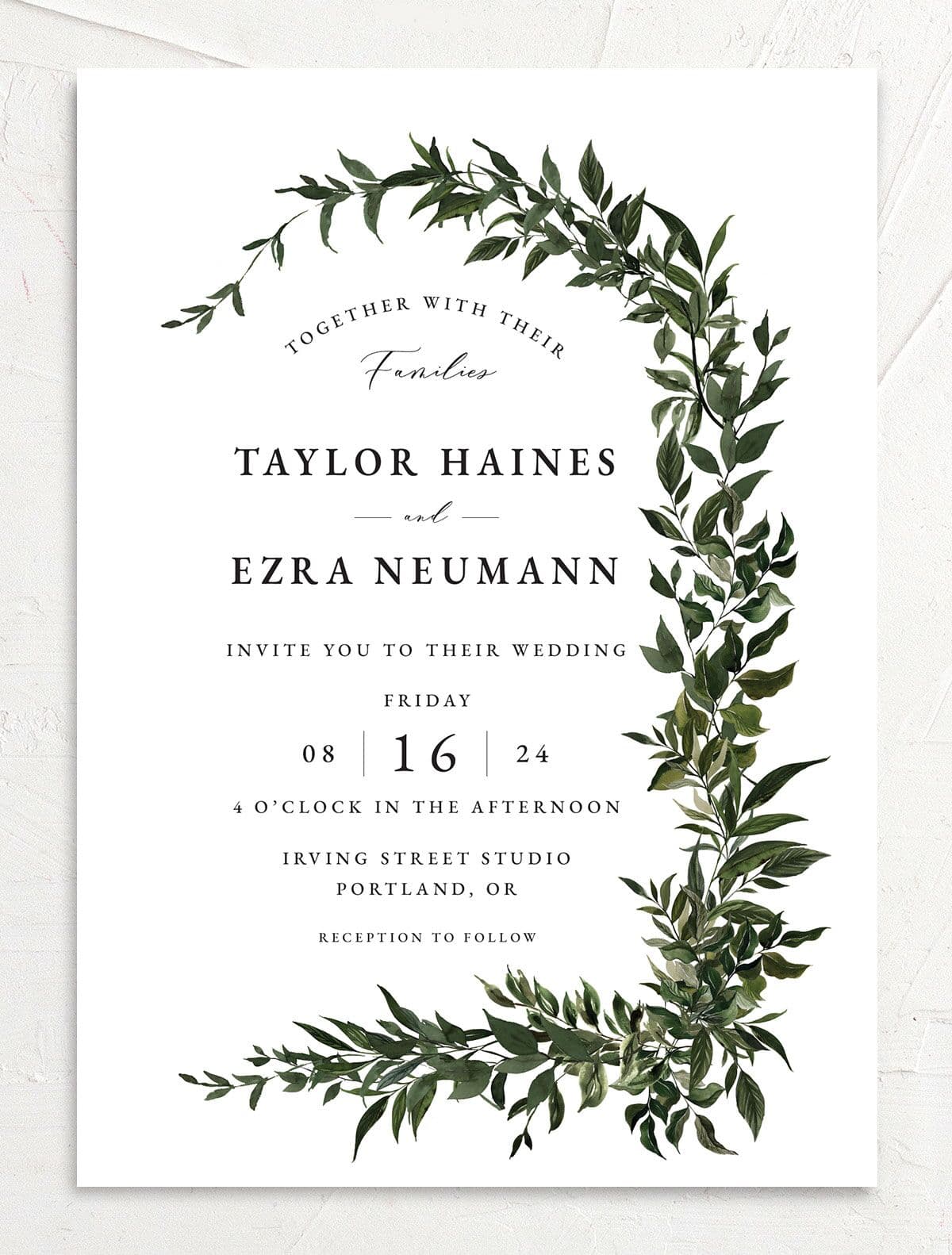 Classic Bold Wedding Invitations front in green