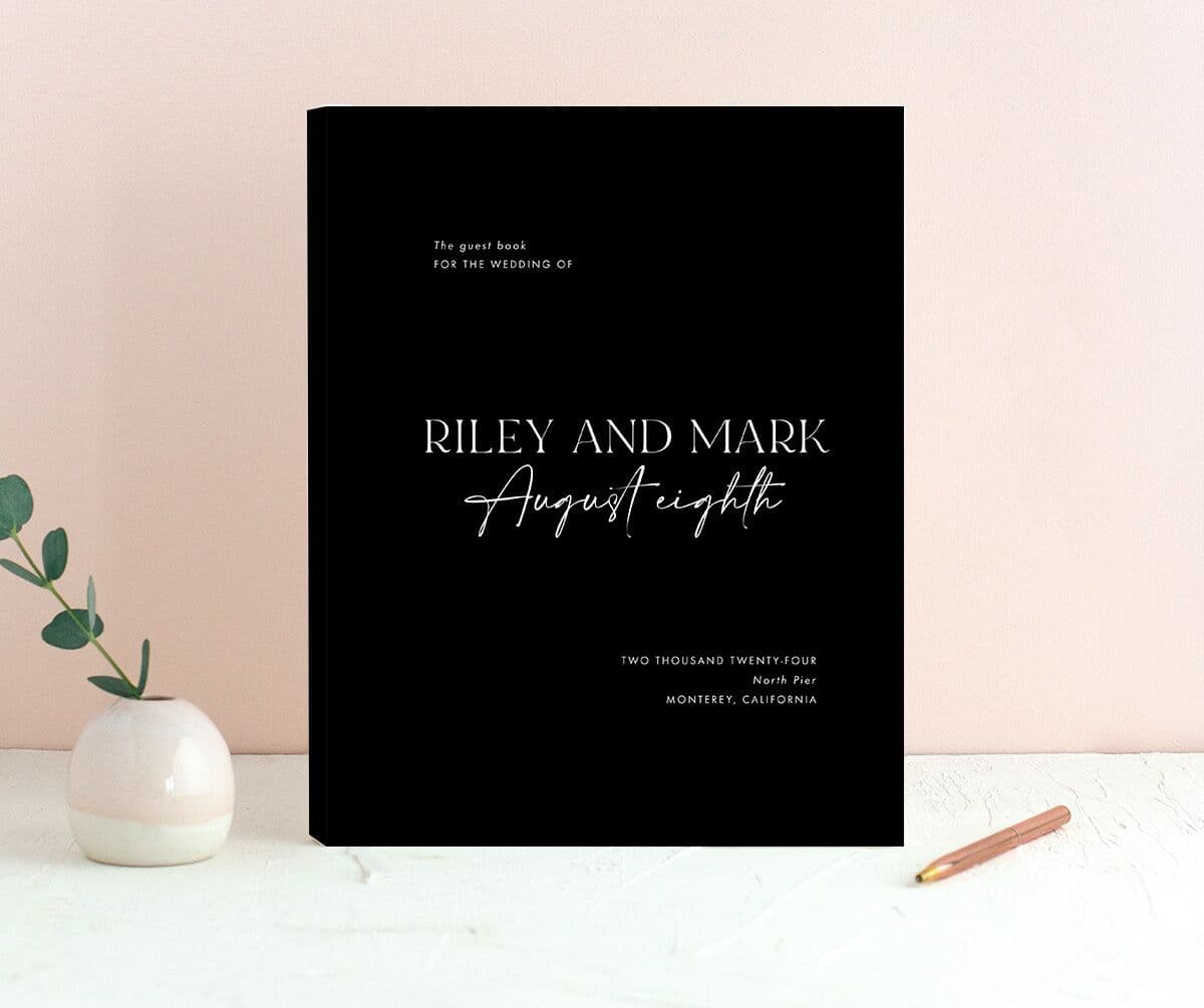 Timeless Bold Wedding Guest Book front in black
