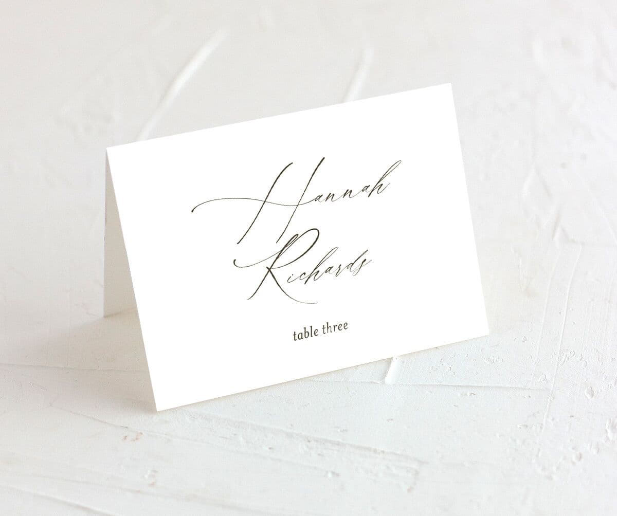 Ornate Leaves Place Cards front in white